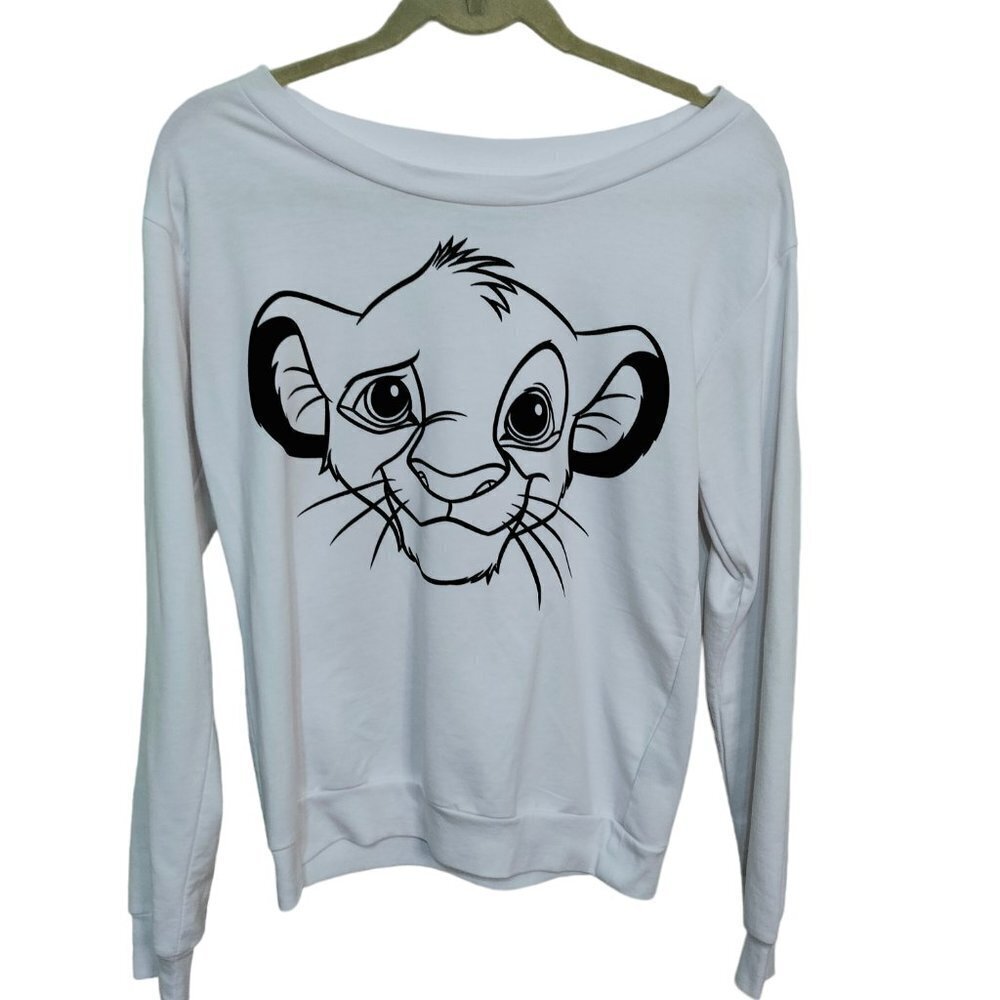 (#454) Disney Lion King White & Black Simba Sweatshirt Size M Jr